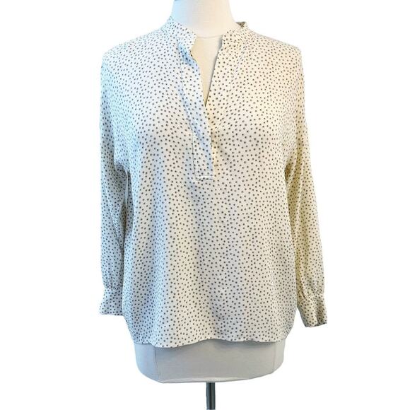VINCE Cream Celestial Polka Dot Stretch Silk Top Blouse XS - Picture 1 of 14